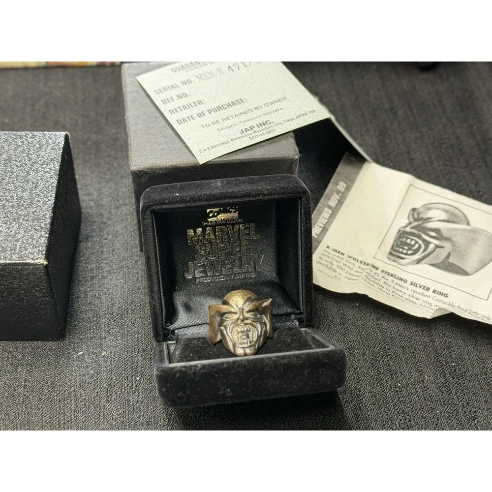 Vtg JAP Inc Marvel Wolverine 925. S. Ring 471/500 Tatsunori Nanzaka W/Box Papers
